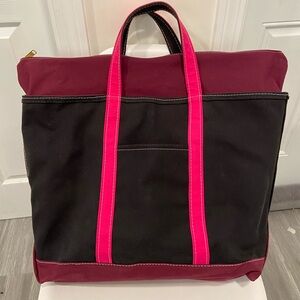 Vintage LLBean Boat Tote LARGE Custom Colors Pink Black Tote Zip Maine Vacation